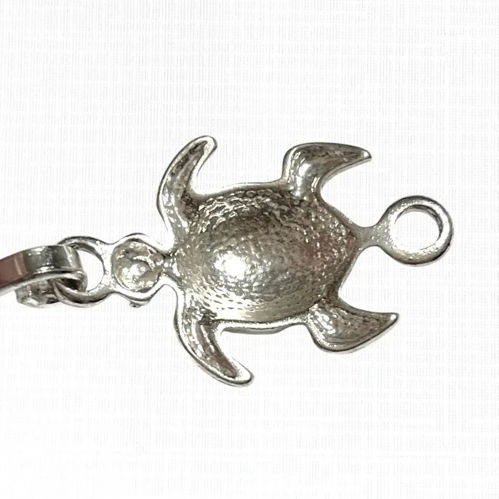 Sea Turtle Bracelet Silver Tone Hook Metal Wire Bangle Beach Tropical Nautical